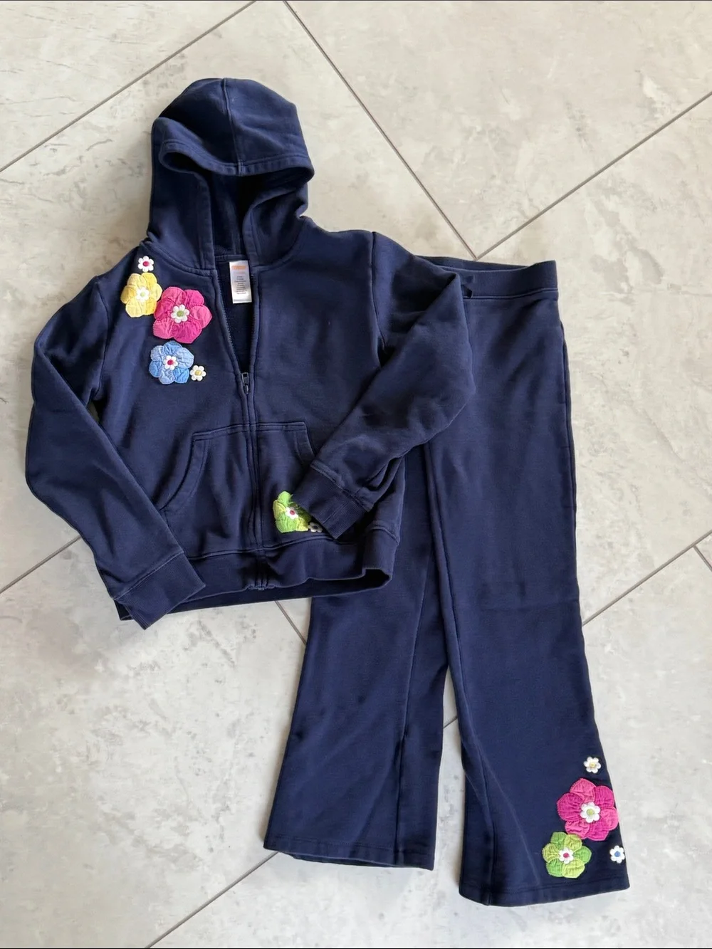 Gymboree Girls 2 piece set, Navy Hooded Sweatshirt & Joggers size 9-10